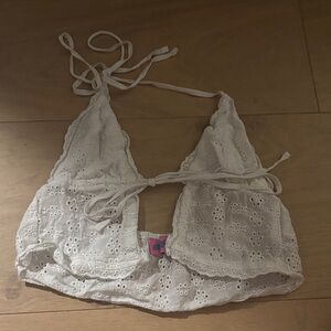 Edikted White Eyelet Lace Tank Top